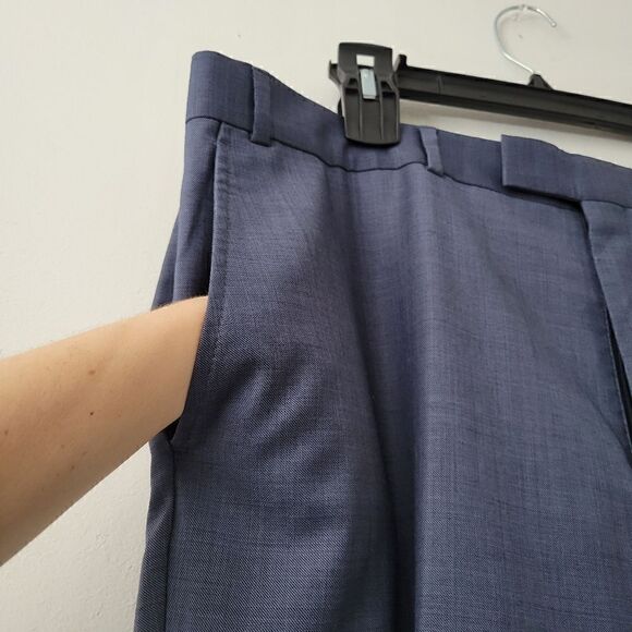 Kenneth Cole Dress Pants Blue 48R 42W Wool - Picture 2 of 10